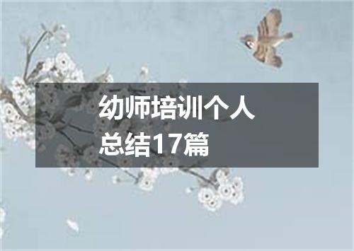 幼师培训个人总结17篇