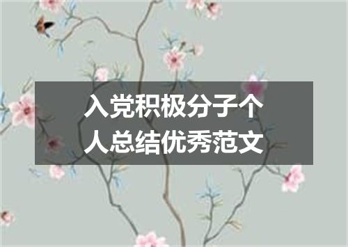 入党积极分子个人总结优秀范文