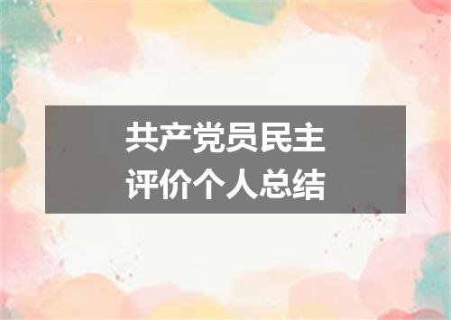 共产党员民主评价个人总结