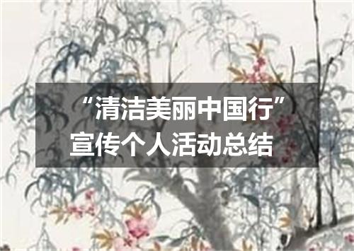 “清洁美丽中国行”宣传个人活动总结