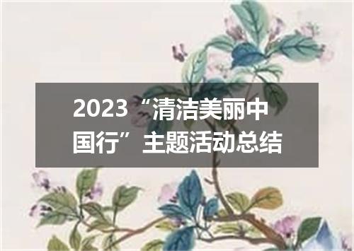 2023“清洁美丽中国行”主题活动总结