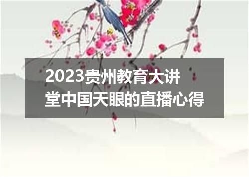 2023贵州教育大讲堂中国天眼的直播心得