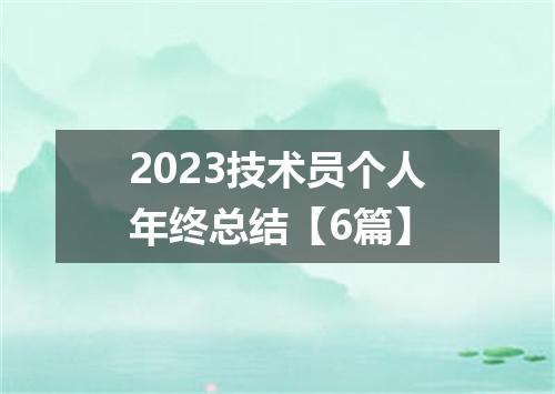 2023技术员个人年终总结【6篇】