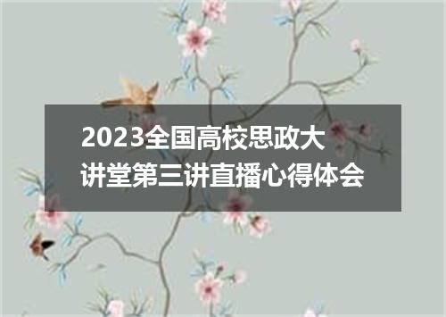 2023全国高校思政大讲堂第三讲直播心得体会
