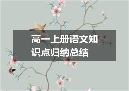 高一上册语文知识点归纳总结