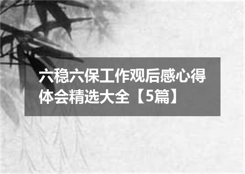 六稳六保工作观后感心得体会精选大全【5篇】