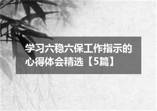 学习六稳六保工作指示的心得体会精选【5篇】