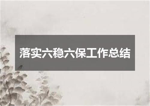 落实六稳六保工作总结