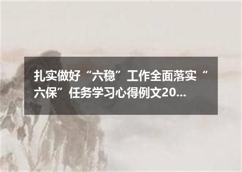 扎实做好“六稳”工作全面落实“六保”任务学习心得例文2020