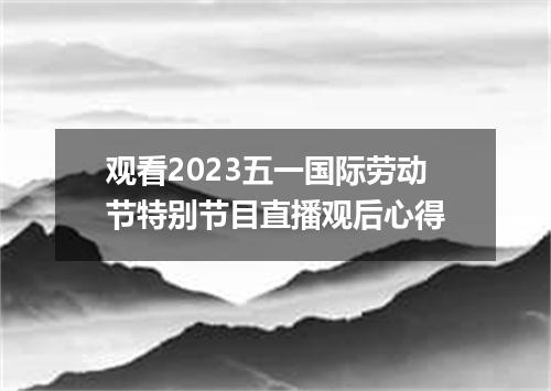 观看2023五一国际劳动节特别节目直播观后心得