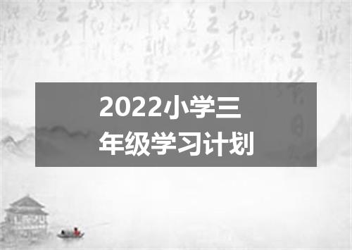 2022小学三年级学习计划