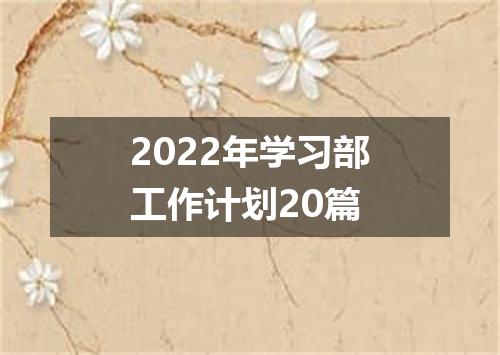 2022年学习部工作计划20篇