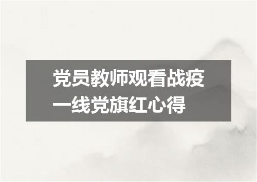 党员教师观看战疫一线党旗红心得