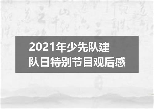 2021年少先队建队日特别节目观后感