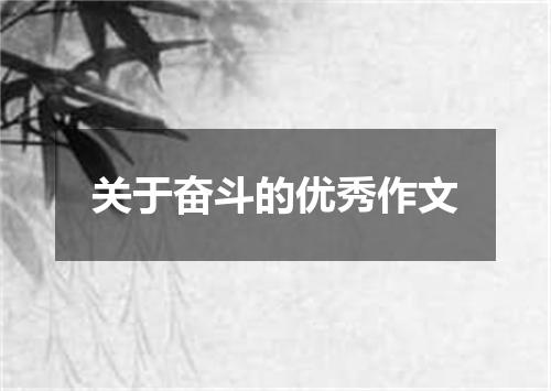 关于奋斗的优秀作文