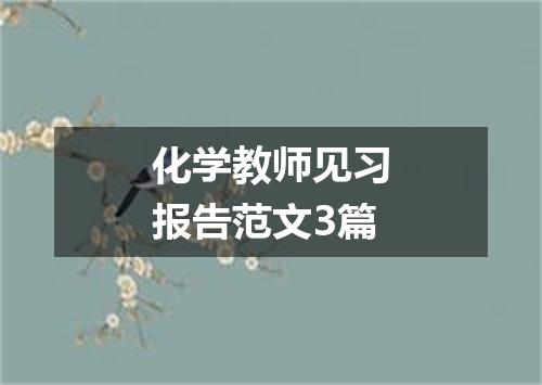 化学教师见习报告范文3篇