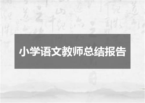 小学语文教师总结报告