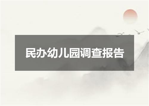 民办幼儿园调查报告