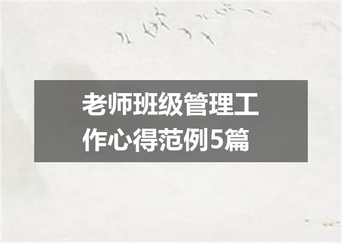 老师班级管理工作心得范例5篇