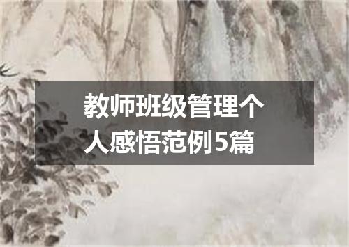 教师班级管理个人感悟范例5篇