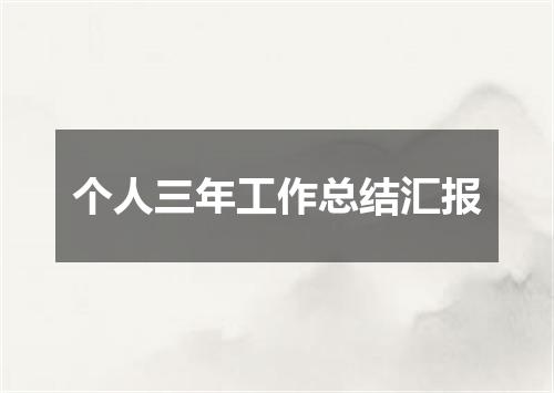 个人三年工作总结汇报