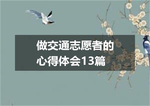 做交通志愿者的心得体会13篇