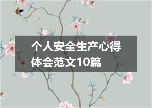个人安全生产心得体会范文10篇