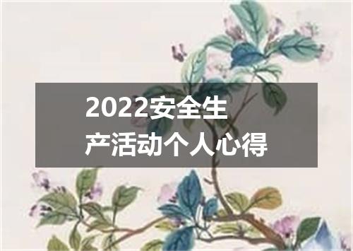 2022安全生产活动个人心得