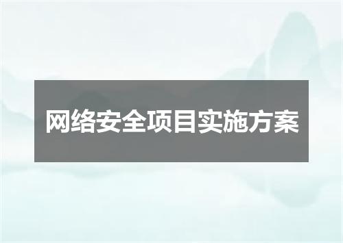 网络安全项目实施方案