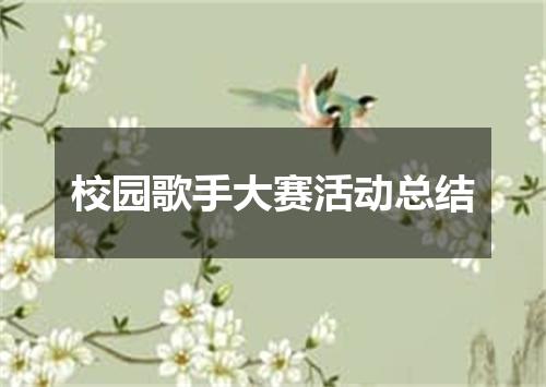 校园歌手大赛活动总结