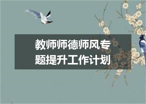 教师师德师风专题提升工作计划