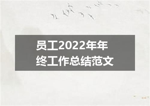 员工2022年年终工作总结范文