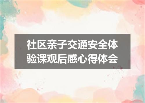 社区亲子交通安全体验课观后感心得体会
