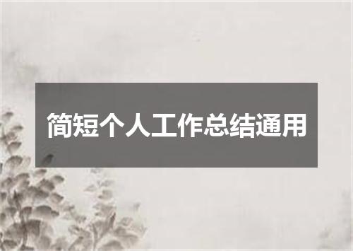 简短个人工作总结通用