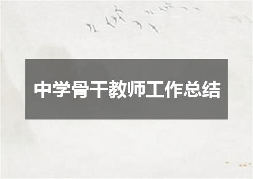 中学骨干教师工作总结