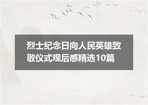 烈士纪念日向人民英雄致敬仪式观后感精选10篇