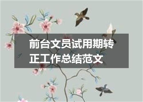 前台文员试用期转正工作总结范文