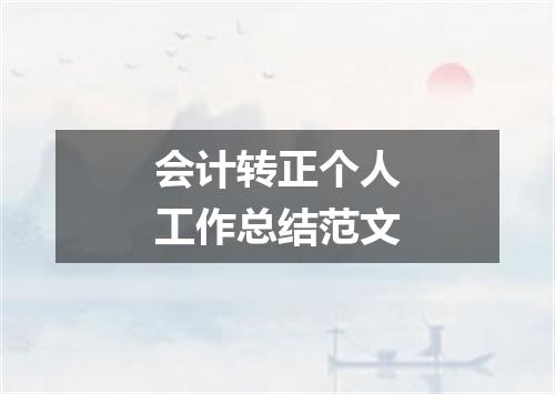 会计转正个人工作总结范文