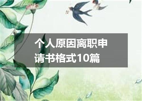 个人原因离职申请书格式10篇