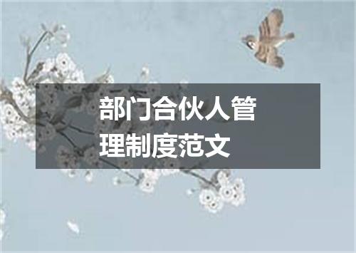 部门合伙人管理制度范文