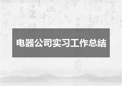 电器公司实习工作总结
