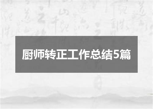 厨师转正工作总结5篇