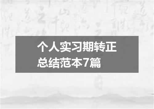 个人实习期转正总结范本7篇