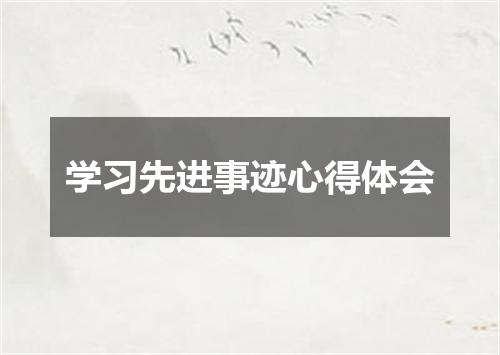 学习先进事迹心得体会