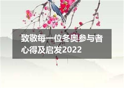 致敬每一位冬奥参与者心得及启发2022