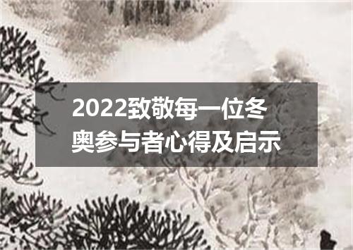 2022致敬每一位冬奥参与者心得及启示