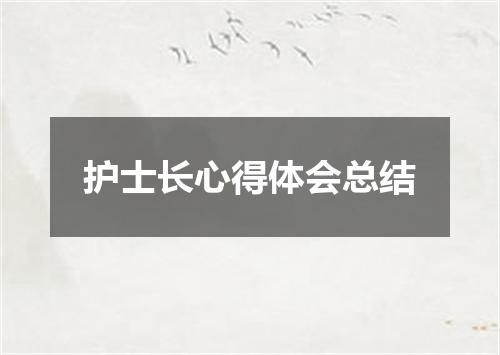 护士长心得体会总结