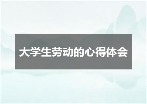 大学生劳动的心得体会