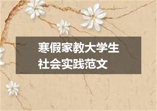 寒假家教大学生社会实践范文