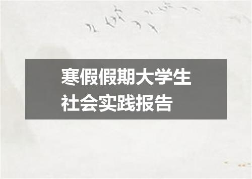 寒假假期大学生社会实践报告